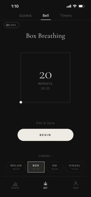 Box breathing timer