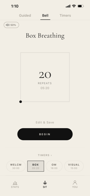 Box breathing timer
